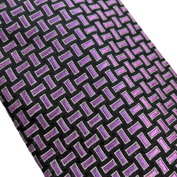 CHAPS Ralph Lauren Men's Purple Silk Patterned Tie - Picture 3 of 7